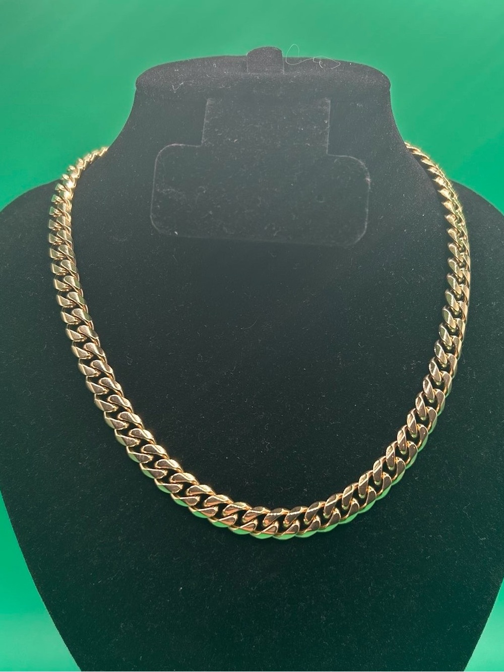 8mm Gold Curb Cuban Link Chain Necklace 18 Inch Womens Waterproof New